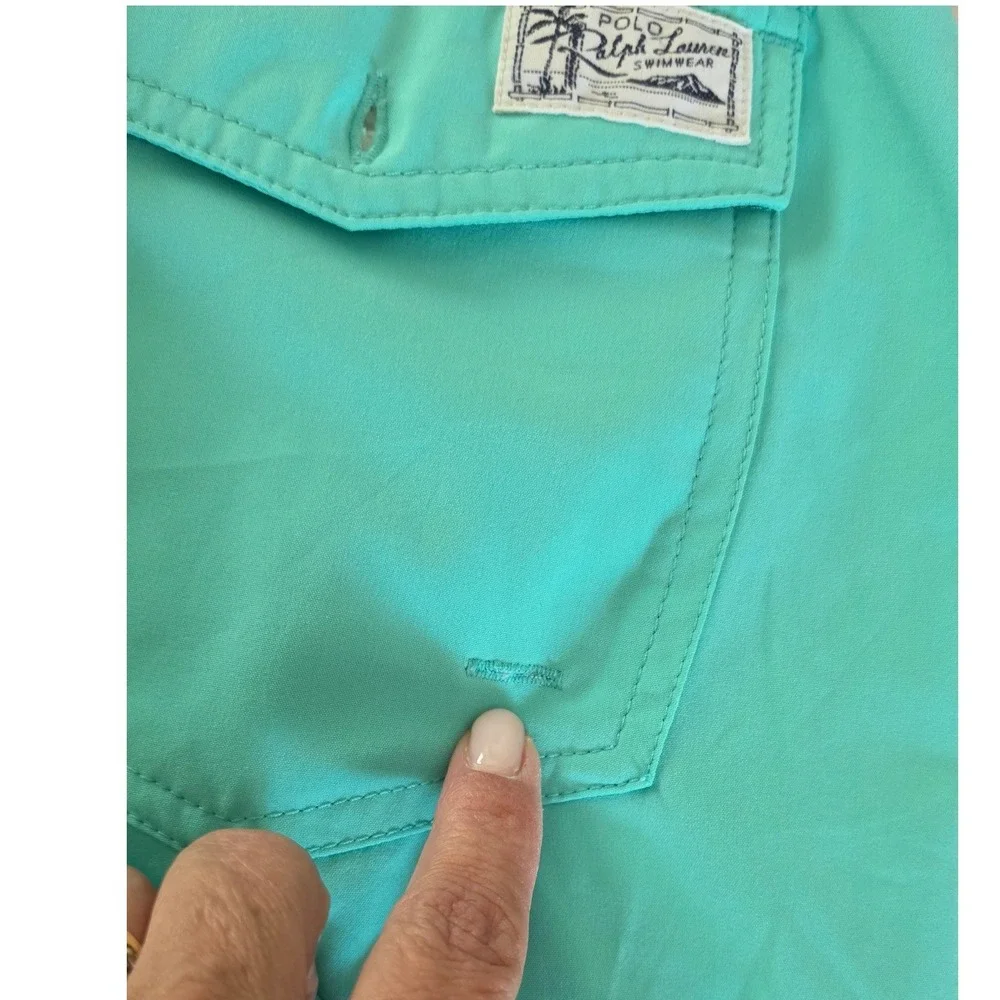 Polo Ralph Lauren Mens Turquoise Blue Pink Pony Swim Trunk Shorts preppy SZ L
